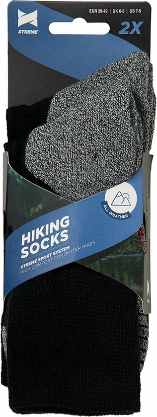 Xtreme Wandelsokken Hiking Katoen Zwart Maat 45/47 2-pak 6 Xtreme Wandelsokken Hiking Katoen Zwart Maat 45/47 2-pak - Afbeelding 4