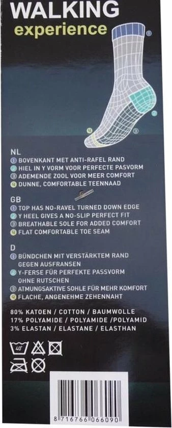 Merkloos Socke|Sokken|Sok|Wandelsokken|Nordic Walking|"Blauw"|Maat 39/42|Anti-Zweet|1 Paar 3 Merkloos Socke|Sokken|Sok|Wandelsokken|Nordic Walking|"Blauw"|Maat 39/42|Anti-Zweet|1 Paar