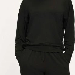 Active Panther T-shirt SABY Comfy TOP Black, Relaxed-fit Long-sleeve Crewneck T-shirt Dames, Dames Loopshirt Lange Mouwen Sport Shirt - Ademend Shirt Fitness Workout, T-shirt Dames Sportshirt Lange Mouwen Snel Droog Elastisch Yoga Gym,