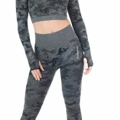 GYMFIT - Longsleeve Camo Black - Sportkleding Dames - Sportlegging Dames - High Waist - Yoga Legging Dames - Maat S -Sportkleding-Dames Winkel 404x840