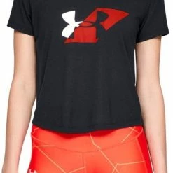 Under Armour Run Graphic Crop Tee Sportshirt Dames - Zwart -Sportkleding-Dames Winkel 423x840