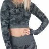 GYMFIT - Longsleeve Camo Black - Sportkleding Dames - Sportlegging Dames - High Waist - Yoga Legging Dames - Maat S