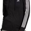 Adidas - Essentials Single Jersey 3-Stripes Full-Zip Hoodie - Zwarte Vest Dames-XL