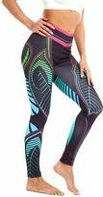 Ultimate Fit Fitnesslegging In Decoratief Bladdesign. Zwart, Roze, Groen En Blauw 13 Ultimate Fit Fitnesslegging In Decoratief Bladdesign. Zwart, Roze, Groen En Blauw - Afbeelding 11