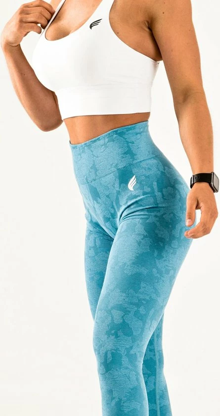 DM Training Wild Camo Sportlegging Dames - Squat Proof, Stylish Camouflage & High Waist - Blue / Blauw 7 DM Training Wild Camo Sportlegging Dames - Squat Proof, Stylish Camouflage & High Waist - Blue / Blauw - Afbeelding 5