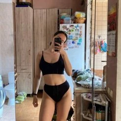 Merkloos Sport Ondergoed | Naadloze Lingerieset Tweedelig | Vrouwen Ondergoed Set | Beha + String - Zwart S/M -Sportkleding-Dames Winkel 472x840 5