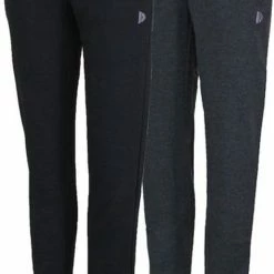 2-Pack Donnay - Joggingbroek Rechte Pijp - Dames - 2XL - Zwart/Grijs