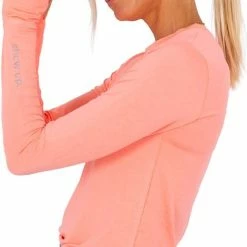 Gofluo. Jodie Sporttop - Reflecterende Details - Show Up Keep Going - Motiverende Sportkleding - Zichtbaar Sporten In Het Donker - Fluo - Koraal - Rood - XL