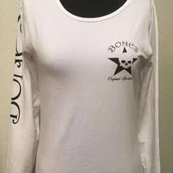 Sportkleding-Dames Winkel 10 Bones Sportswear Bones Sportwear Wit Dames T-shirt Lange Mouw Maat M