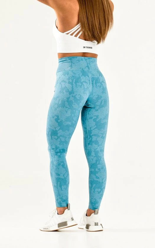 DM Training Wild Camo Sportlegging Dames - Squat Proof, Stylish Camouflage & High Waist - Blue / Blauw 5 DM Training Wild Camo Sportlegging Dames - Squat Proof, Stylish Camouflage & High Waist - Blue / Blauw - Afbeelding 3
