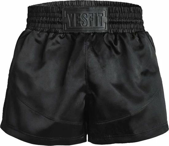 YESFIT - Kickboks Broekje - Zwart - Maat XL - Dames + Heren - Extra Zekere Pasvorm - Leerlook Logo 3 YESFIT - Kickboks Broekje - Zwart - Maat XL - Dames + Heren - Extra Zekere Pasvorm - Leerlook Logo