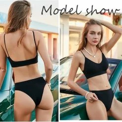 Merkloos Sport Ondergoed | Naadloze Lingerieset Tweedelig | Vrouwen Ondergoed Set | Beha + String - Zwart S/M -Sportkleding-Dames Winkel 550x508 4