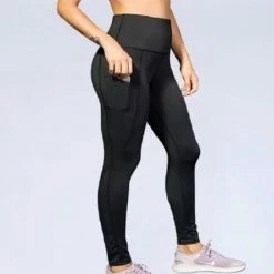 Chibaa - Sportlegging Met Zijzak - Fitness/Yoga Legging - High Rise Legging - Squat Proof - Comfort - Zwart - Size: Medium