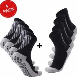 Sportkleding-Dames Winkel 31 MyStand® Gripsokken Voetbal Unisex 4 Pack - 4x Zwart (4 Paar) - One Size