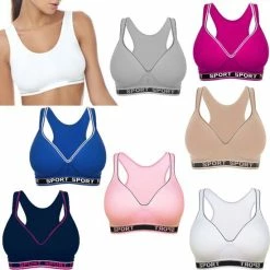 Merkloos Sportbeha - Verstijfde En Geprofileerde Cups - Lichte Ondersteuning - Katoen, 34C ZWart/Roze