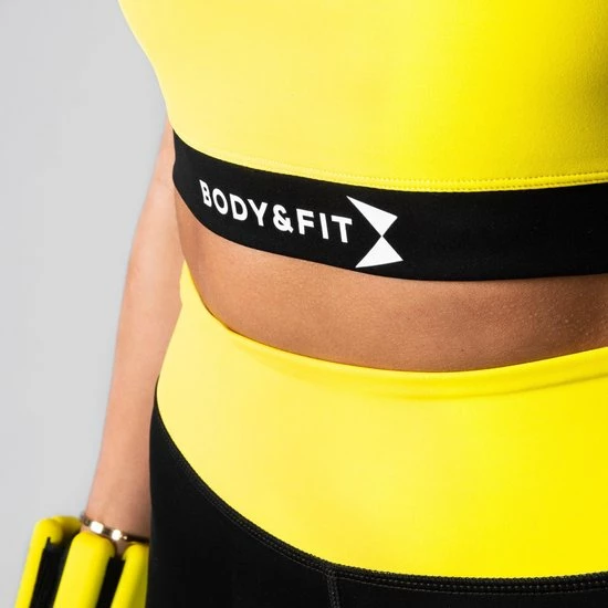 Body & Fit Perfection Support Sport BH – Medium Support Sport Beha Dames – Maat: M - Geel/Zwart 5 Body & Fit Perfection Support Sport BH – Medium Support Sport Beha Dames – Maat: M - Geel/Zwart - Afbeelding 3