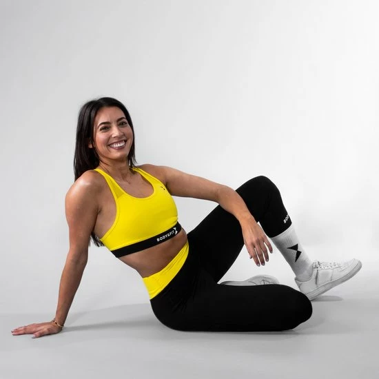 Body & Fit Perfection Support Sport BH – Medium Support Sport Beha Dames – Maat: M - Geel/Zwart 6 Body & Fit Perfection Support Sport BH – Medium Support Sport Beha Dames – Maat: M - Geel/Zwart - Afbeelding 4