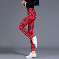 Sara Shop / Legging Met Geruit Patroon / Yogalegging / Yogabroek / Highwaist Legging / High Waist Sport Legging / Dames Sport Legging /Rood-Zwart / XL -Sportkleding-Dames Winkel 550x550 88