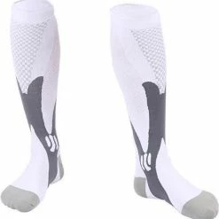 MeditorPlus Sportkousen - Compressiesokken - Compressiekousen - Steunkousen - Hardloopsokken Outdoor Set Van 2 Paar Wit - L/XL