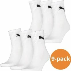 Puma D Basic Sport Sportsokken - Maat 39-42 - Unisex - Wit 9-pack -Sportkleding-Dames Winkel 550x569 1