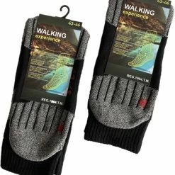 Merkloos Socke/Sokken/Sok/Wandelsokken/Nordic Walking Sok/Zwart/Maat 39-42/Anti Zweet/1 Paar