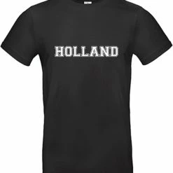 Merkloos Holland - EK Voetbal - WK Voetbal - T-shirt Holland Oranje - Maat S - Zwart