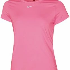 Nike W NK ONE DF SS SLIM TOP Dames Sportshirt - Roze - Maat M