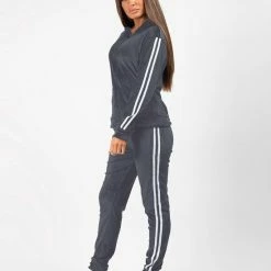 AWR Premium Dames Trainingspak / Tracksuit / Joggingspak | Sport Kleding | Grijs-Wit - XS