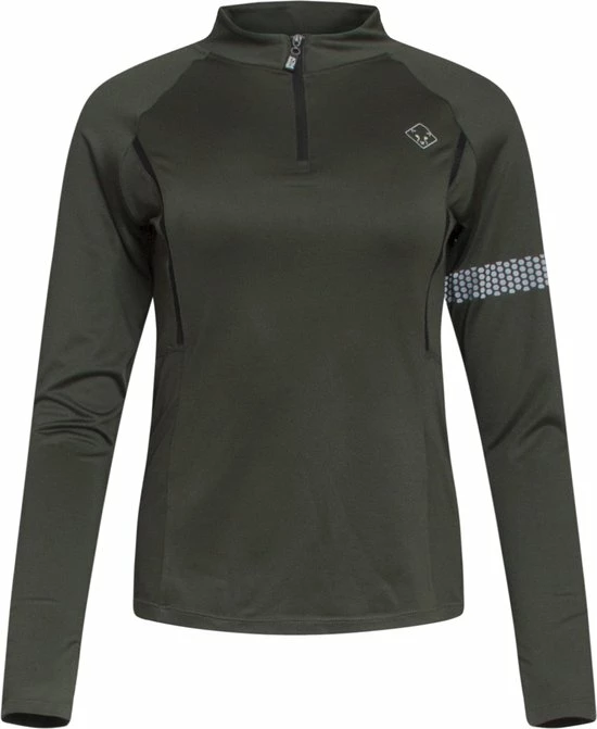 Active Panther T-shirt Julia Solid Zip Army Green, Dames Loopshirt Sport Training Shirt Met Lange Mouwen, 4 Active Panther T-shirt Julia Solid Zip Army Green, Dames Loopshirt Sport Training Shirt Met Lange Mouwen, - Afbeelding 2