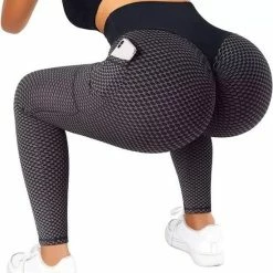 Qrola Sportlegging Dames High Waist Maat L - Anti Cellulite/ Nu Inclusief Gratis Solarlamp! / Honingraat / Scrunch Butt - Sportbroek - Sport Legging Voor Fitness / Yoga / Vrije Tijd - Comfortabel – Size L – Zwart/Grijs / Tiktok / Sportschool / Grey -Sportkleding-Dames Winkel 550x675 6