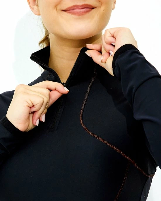 Redsware Sportshirt Dames Lange Mouw - Sporttop - Stretch - Zwart 6 Redsware Sportshirt Dames Lange Mouw - Sporttop - Stretch - Zwart - Afbeelding 4