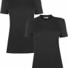 Campri Thermoshirt Korte Mouw (2-Pack) - Sportshirt - Dames - Maat XL - Zwart