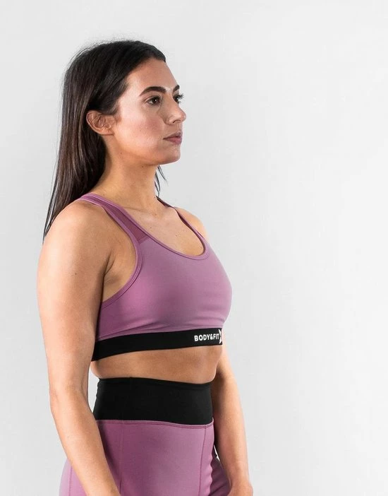 Body & Fit Perfection Support Sport BH – Medium Support Sport Beha Dames – Maat: M - Mauve/Zwart 4 Body & Fit Perfection Support Sport BH – Medium Support Sport Beha Dames – Maat: M - Mauve/Zwart - Afbeelding 2