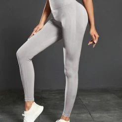 Merkloos MEWAVE© | Sportlegging | Dames | Grijs | Sportbroek | Sportkleding | Yoga Legging | Hardloopbroek | Tiktok | Fitness | Maat XL