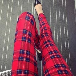 Sara Shop / Legging Met Geruit Patroon / Yogalegging / Yogabroek / Highwaist Legging / High Waist Sport Legging / Dames Sport Legging /Rood-Zwart / XL -Sportkleding-Dames Winkel 550x733 17