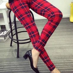 Sara Shop / Legging Met Geruit Patroon / Yogalegging / Yogabroek / Highwaist Legging / High Waist Sport Legging / Dames Sport Legging /Rood-Zwart / XL -Sportkleding-Dames Winkel 550x733 18