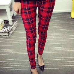 Sara Shop / Legging Met Geruit Patroon / Yogalegging / Yogabroek / Highwaist Legging / High Waist Sport Legging / Dames Sport Legging /Rood-Zwart / XL -Sportkleding-Dames Winkel 550x733 19