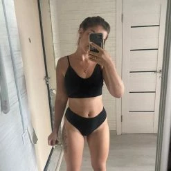 Merkloos Sport Ondergoed | Naadloze Lingerieset Tweedelig | Vrouwen Ondergoed Set | Beha + String - Zwart S/M -Sportkleding-Dames Winkel 550x733 71