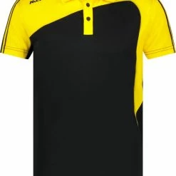 Masita | Polo Shirt Dames & Heren - Korte Mouw - Tennis Polo - Sportpolo - Mesh Inzetten Optimale Vochtregulatie - Lichtgewicht - Forza Lijn - BLACK/YELLOW - XXL