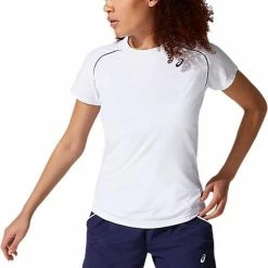 Asics - Court Womens Piping Short Sleeve - Wit Tennis T-shirt - M - Wit