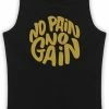 Merkloos Zwarte Tanktop Met " No Pain No Gain “ Print Goud Size S -Sportkleding-Dames Winkel 550x823