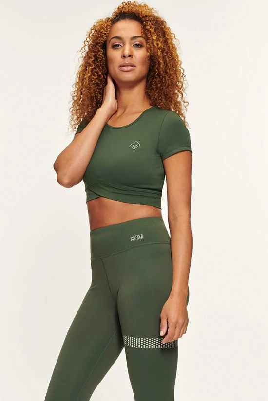 Active Panther T-shirt Wendy Top Solid Cross Army Green, Dames Yoga Elastische Oefening Sport Tops Korte Mouwen Workout Kleding Fitness Casual Vrouwen Sport Fitness Basic Compressie Running Crop Tops, Longline Crop Tank Top Gewatteerde Running Yoga 7 Active Panther T-shirt Wendy Top Solid Cross Army Green, Dames Yoga Elastische Oefening Sport Tops Korte Mouwen Workout Kleding Fitness Casual Vrouwen Sport Fitness Basic Compressie Running Crop Tops, Longline Crop Tank Top Gewatteerde Running Yoga - Afbeelding 5