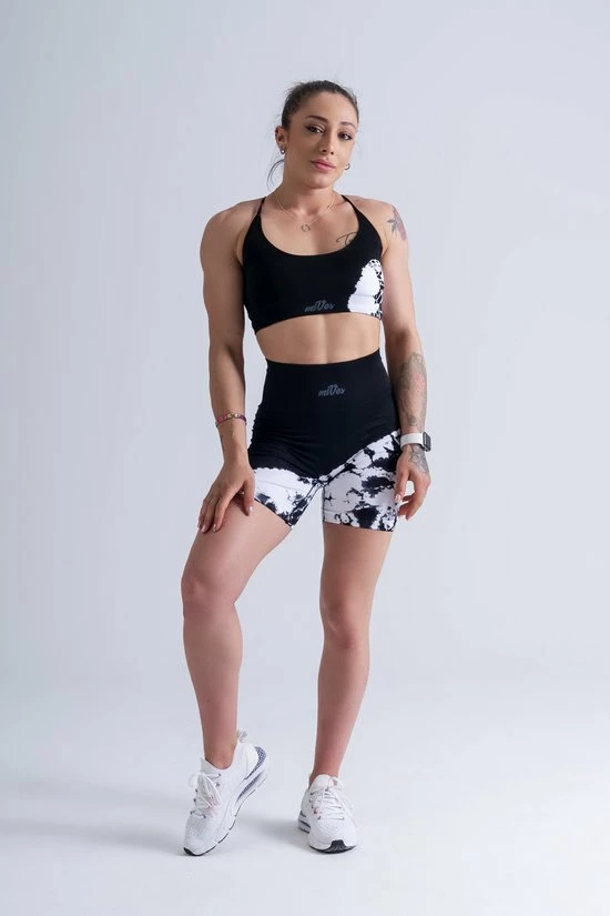 Mives® Sportlegging En Top - Yoga - Fitness Set - Scrunch Butt - Dames Legging - Sportkleding - Fashion Legging - Broeken - Gym Sports - Legging Fitness Wear - High Waist - ZWART BATIK - Maat S -SHORT & BRA 3 Mives® Sportlegging En Top - Yoga - Fitness Set - Scrunch Butt - Dames Legging - Sportkleding - Fashion Legging - Broeken - Gym Sports - Legging Fitness Wear - High Waist - ZWART BATIK - Maat S -SHORT & BRA