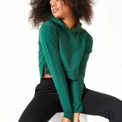 Cúpla Women's Activewear Crop Hoodie Sportswear Streetwear Oversize Long Sleeve Sport Top Unbrushed Inside