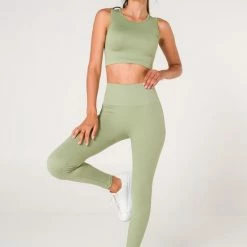 Merkloos L&O- Sportlegging + Crop Top Dames- Yoga- Pilates- Hardlopen- Wandelen- Fitness- Mint S -Sportkleding-Dames Winkel 550x825 6
