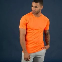 T-Shirt Basic (L - Oranje) - M Double You - Sport Shirt Heren -Sportkleding-Dames Winkel 550x827 3