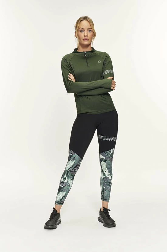 Active Panther T-shirt Julia Solid Zip Army Green, Dames Loopshirt Sport Training Shirt Met Lange Mouwen, 9 Active Panther T-shirt Julia Solid Zip Army Green, Dames Loopshirt Sport Training Shirt Met Lange Mouwen, - Afbeelding 7