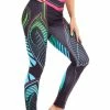 Ultimate Fit Fitnesslegging In Decoratief Blad Print Design. Zwart, Roze, Groen En Blauw -Sportkleding-Dames Winkel 550x831 2